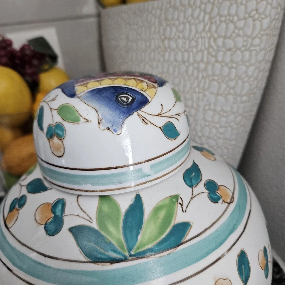 Porcelain Fish Chinese Asian Chinoiserie‎ Ginger Jars  stamped with makers mark